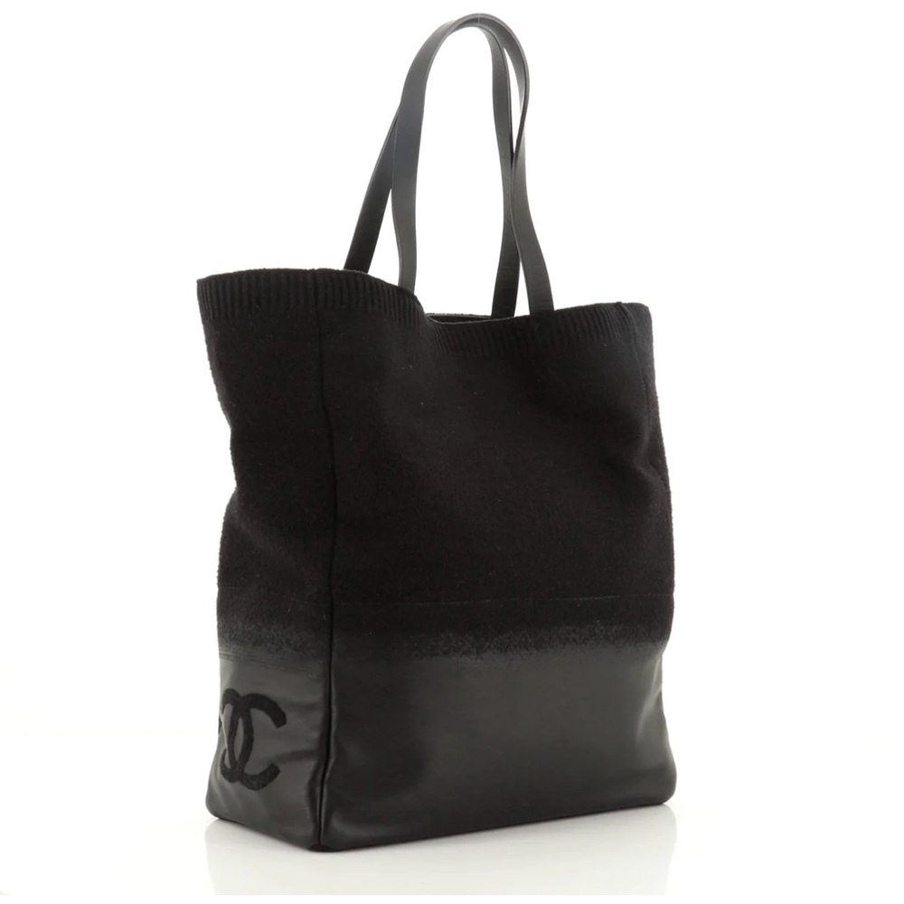 RARE Chanel Leather and Wool Tote Bag